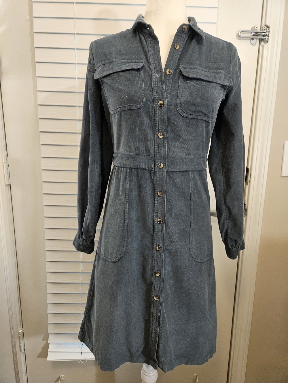 Fat Face Tabitha Corduroy Shirt Dress Midi Size 2L